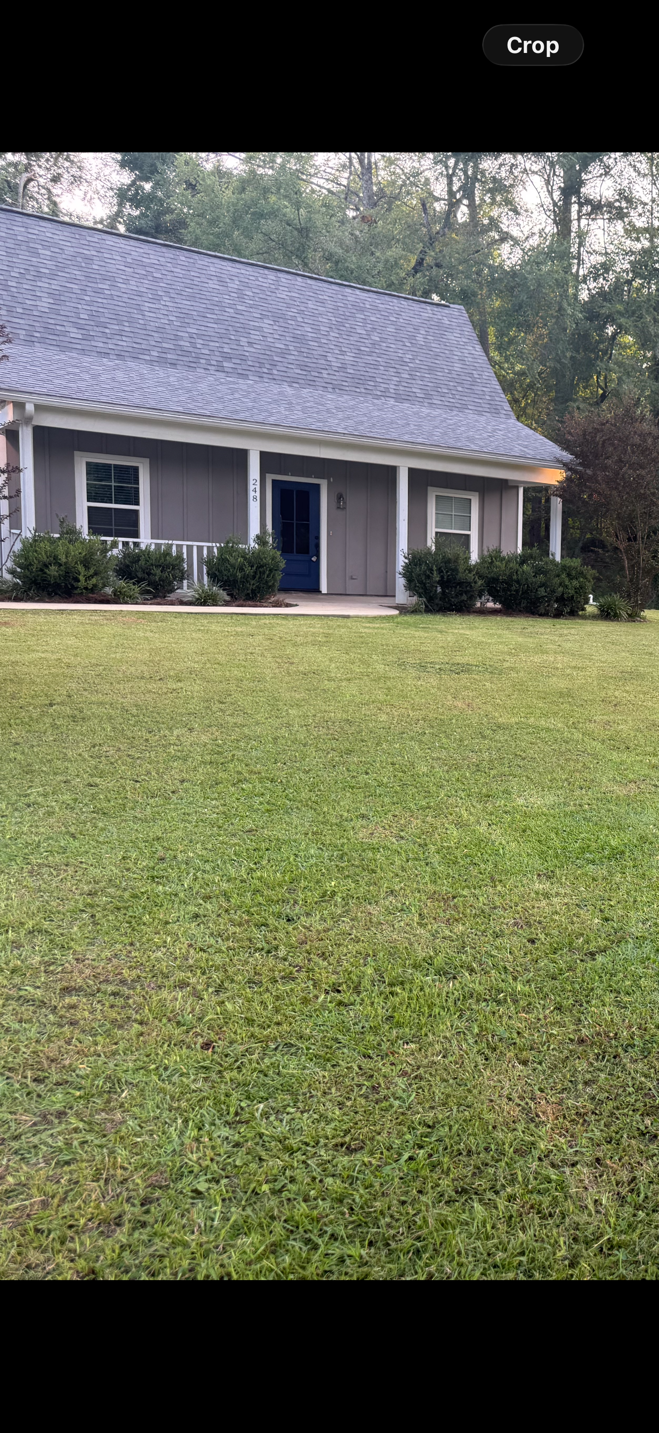 Freshly maintained lawn in front of a home